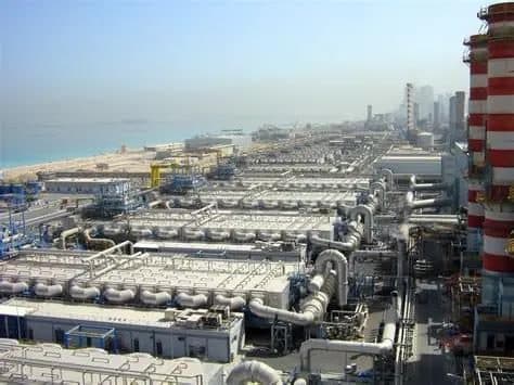Coastal LNG terminal seen from above